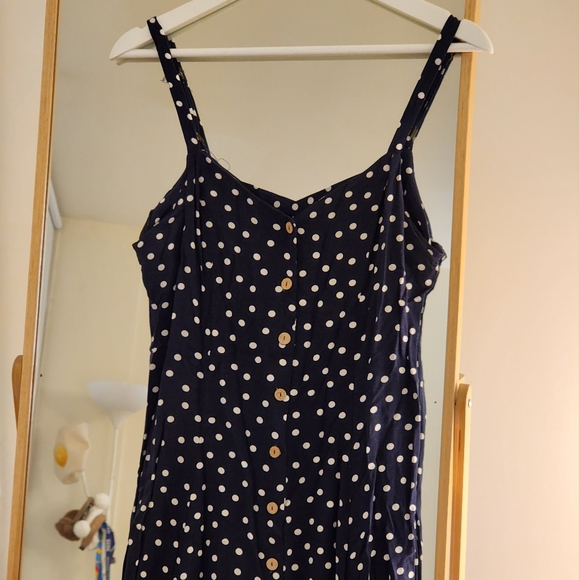 Navy Blue White Polka Dot Midi Dress - Picture 4 of 5